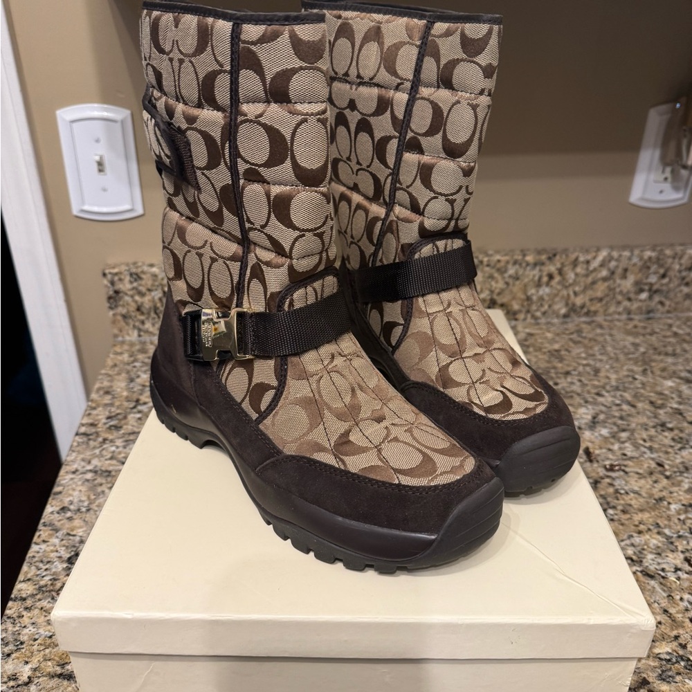 Coach Brown and Tan Winter Boots